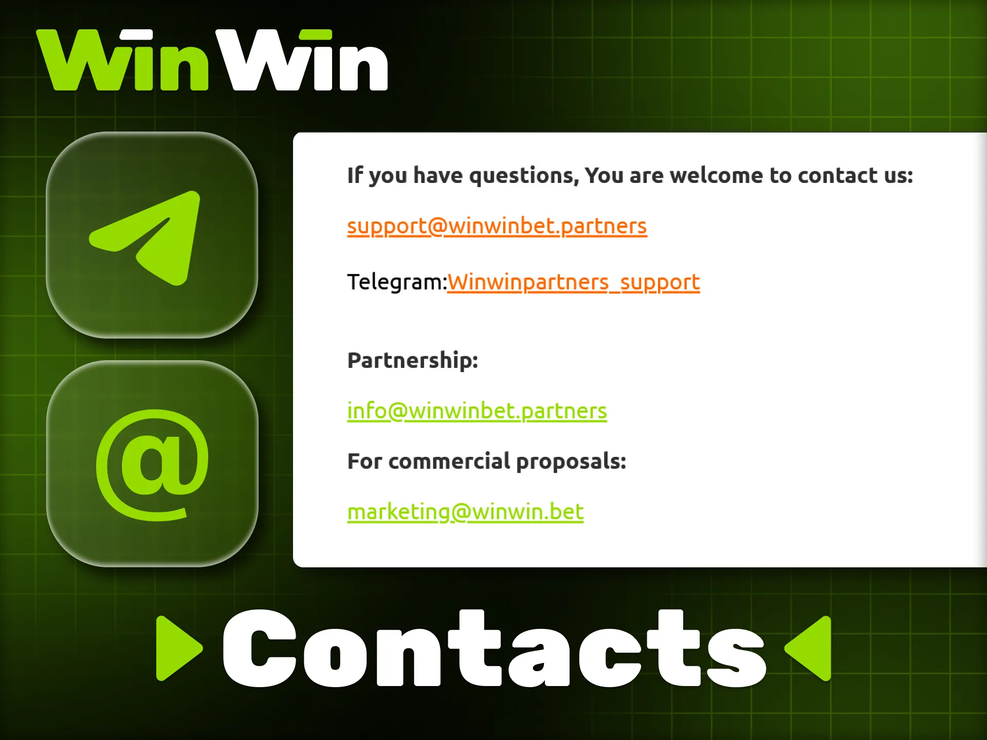 Contact the WinWin affiliate manager for assistance.