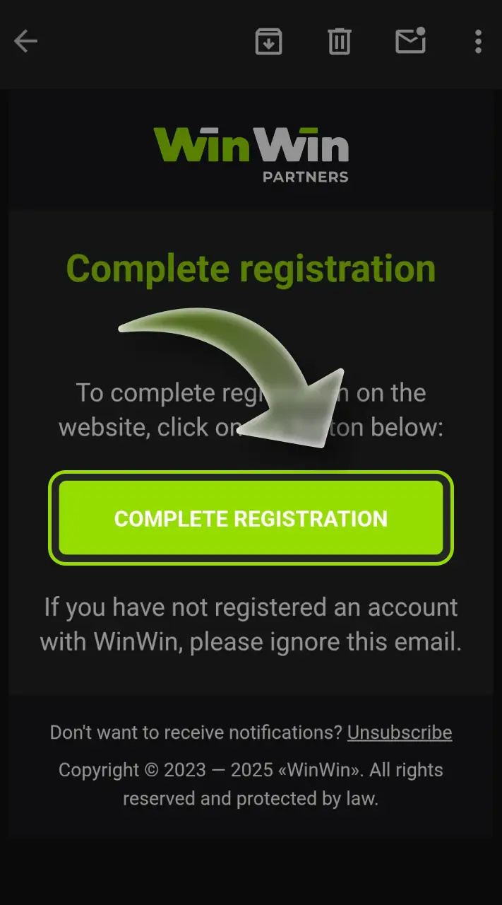 Confirm your registration to activate your WinWin Affiliate account.