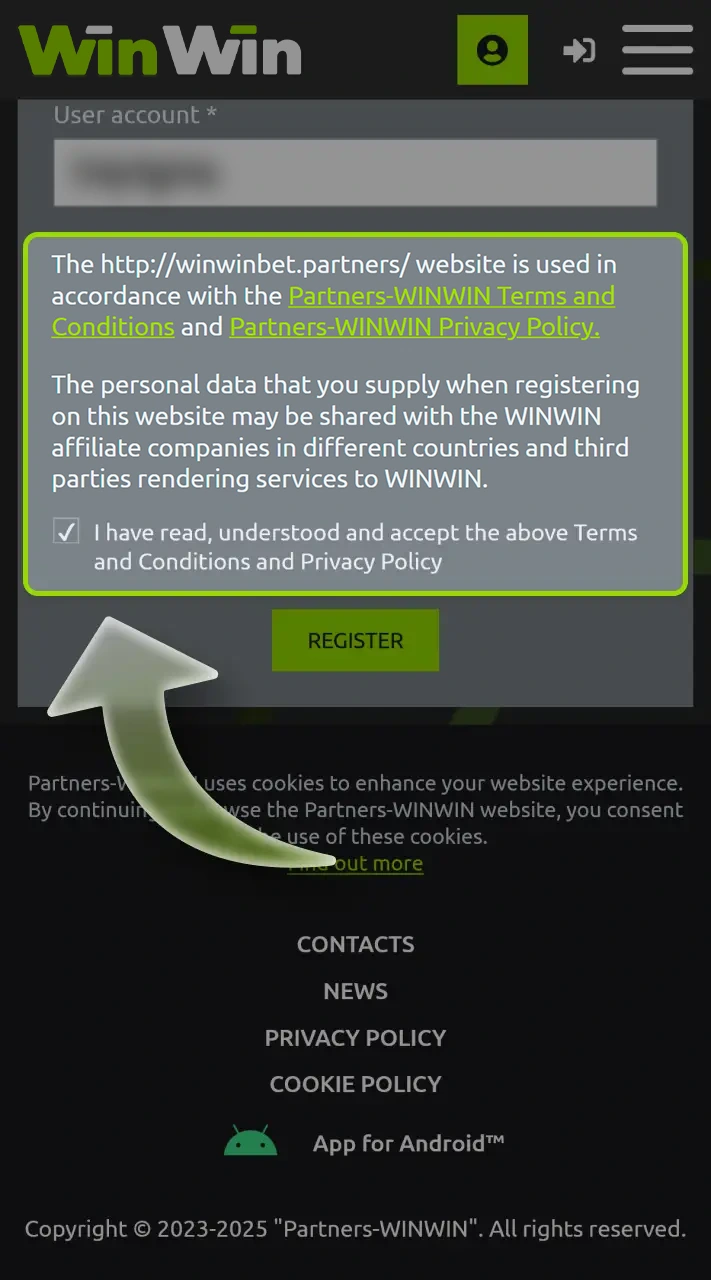 Agree to the WinWin Affiliate Program terms.