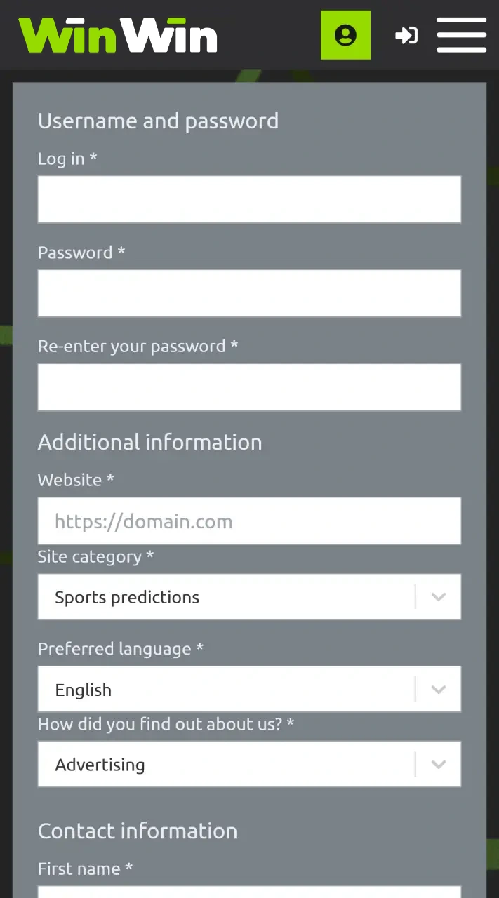 Become a partner by registering with WinWin affiliate program.