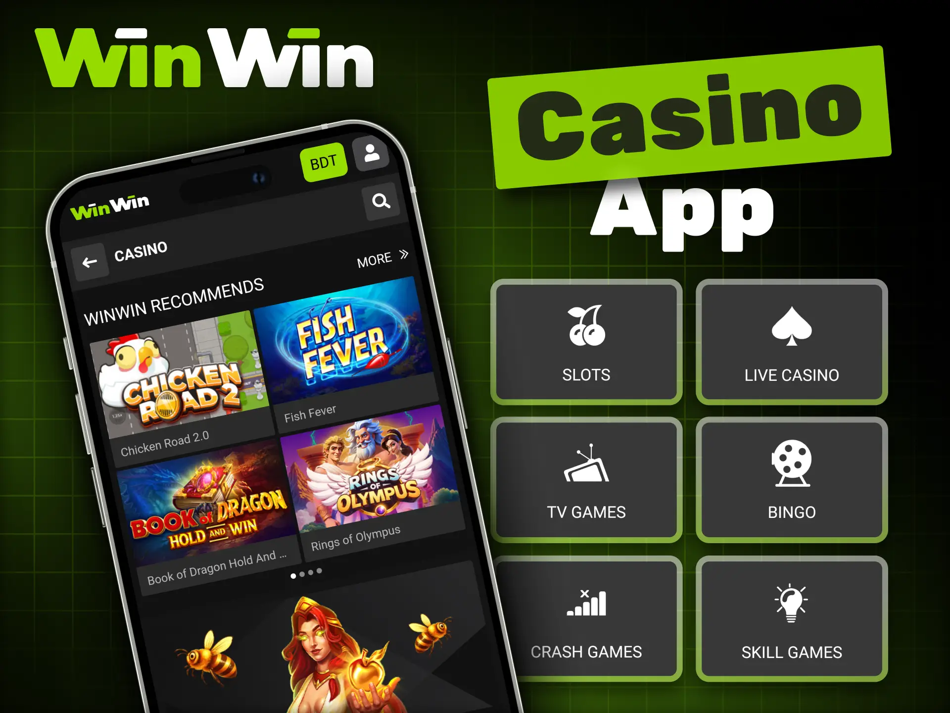 WinWin mobile app lets you play casino games on the go.