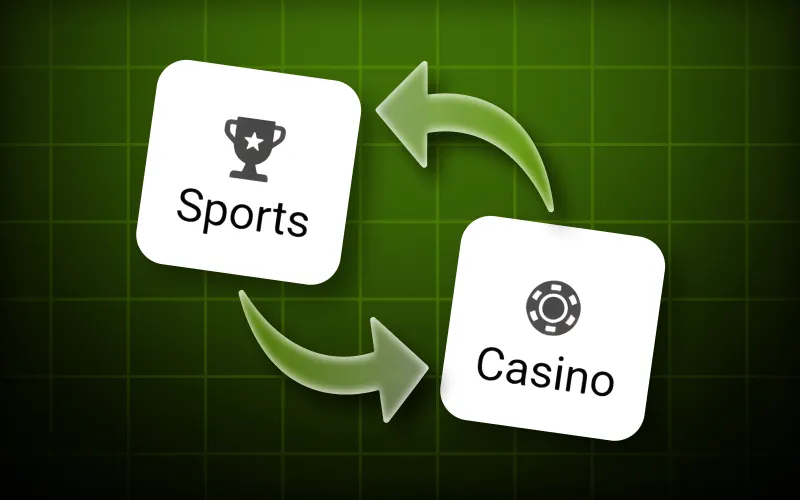 Easily toggle between sports betting and casino games on the WinWin app.