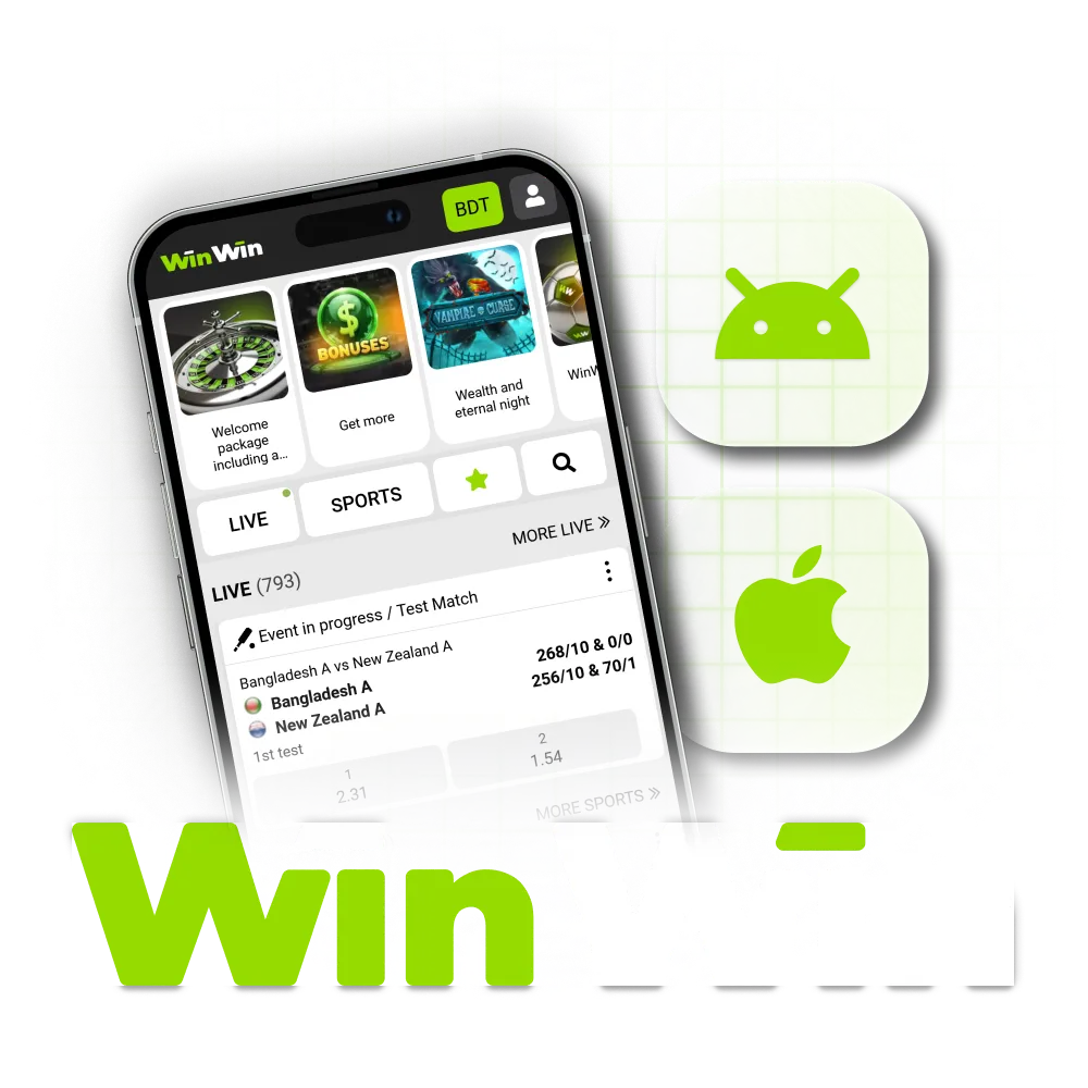 Play and bet effortlessly with the WinWin mobile app on your Android or iOS device.