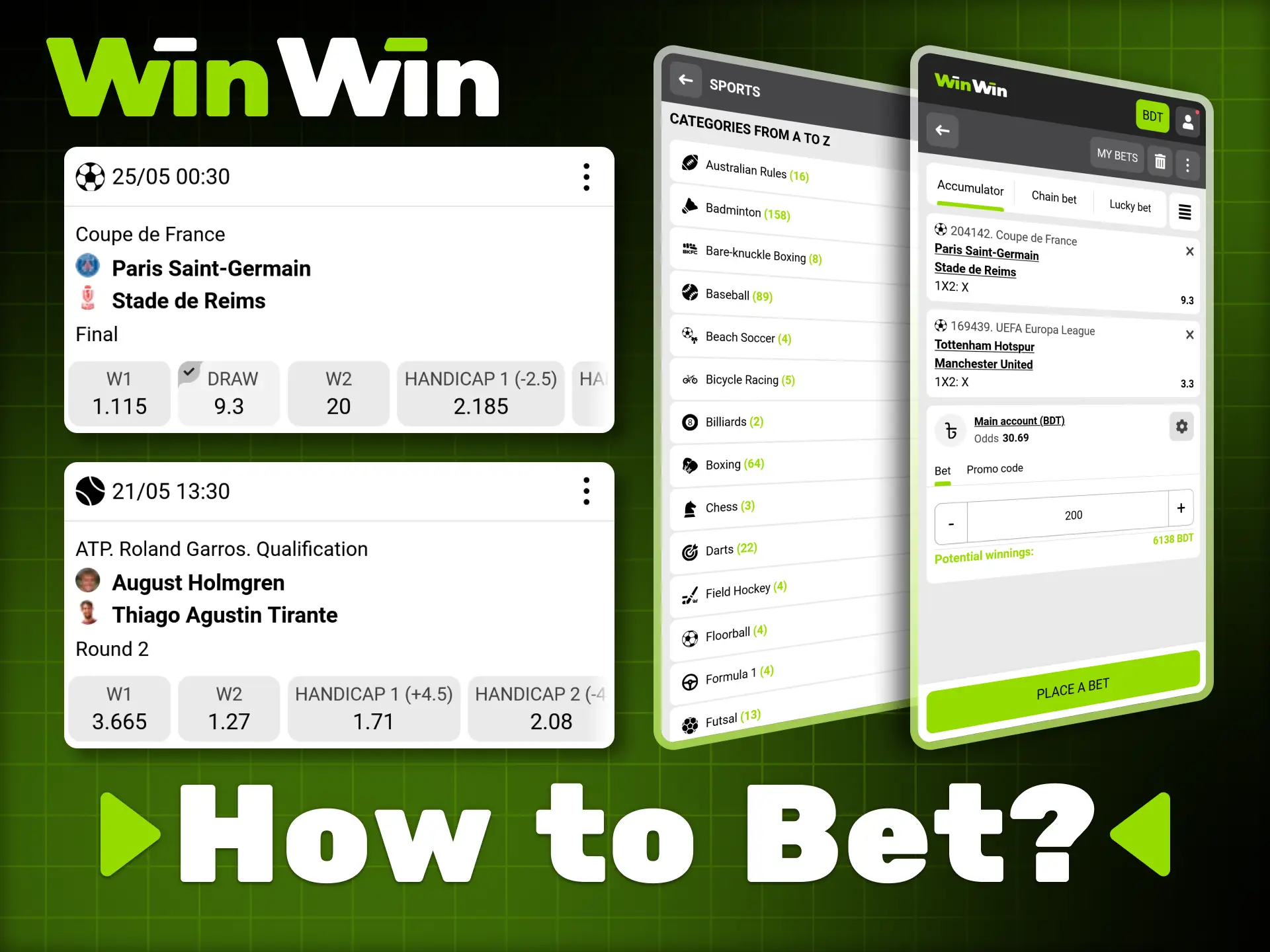 WinWin app makes placing sports bets quick and easy.