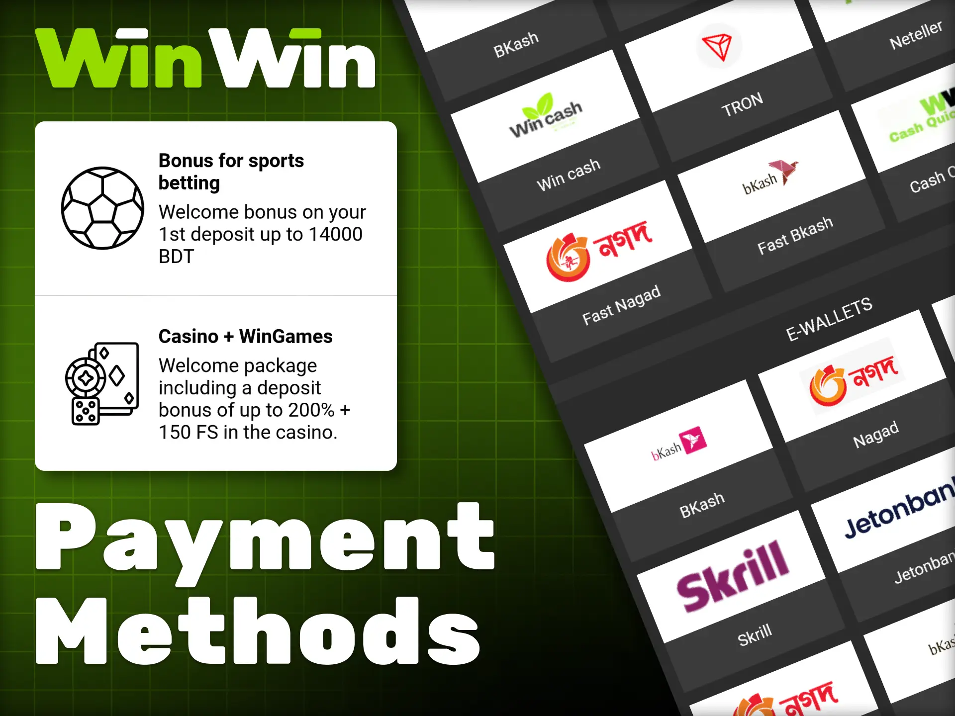 Use popular Bangladeshi payment options to deposit and earn bonuses.