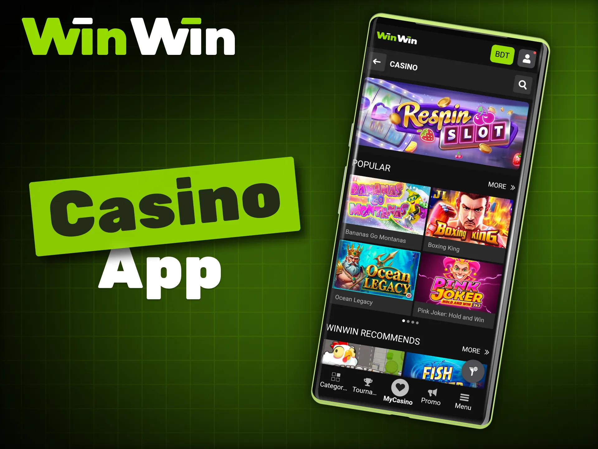 Get started with casino gaming at the WinWin mobile app.