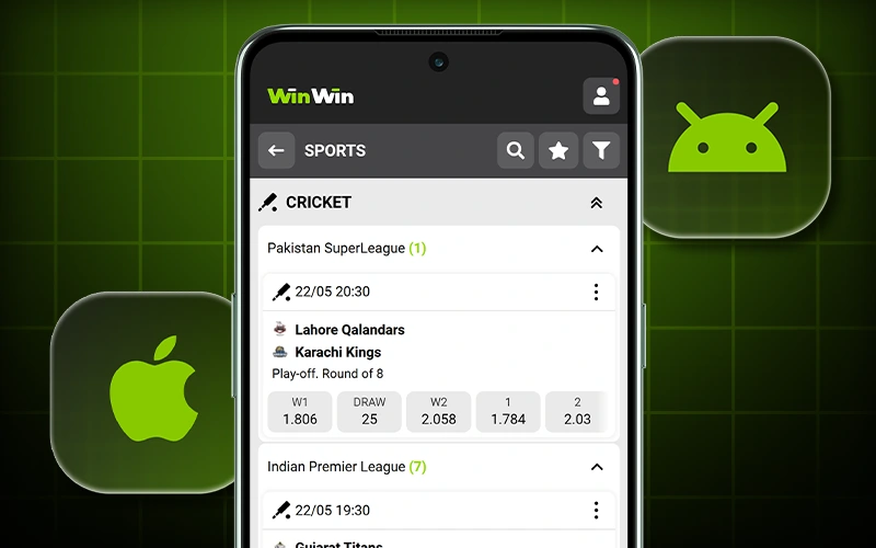 WinWin's handy mobile app for winning cricket bets.