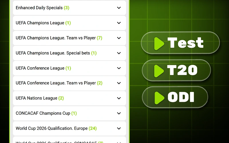 Popular cricket leagues are available on WinWin.