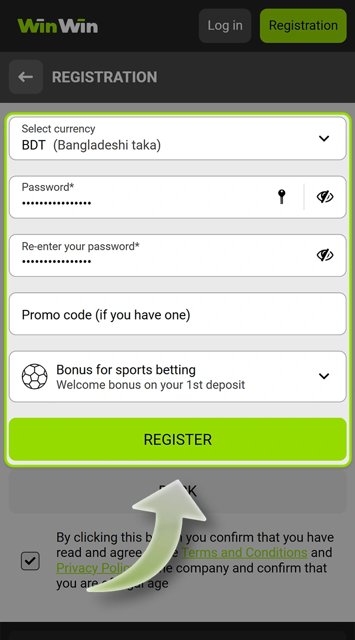 Go through the WinWin account registration process.