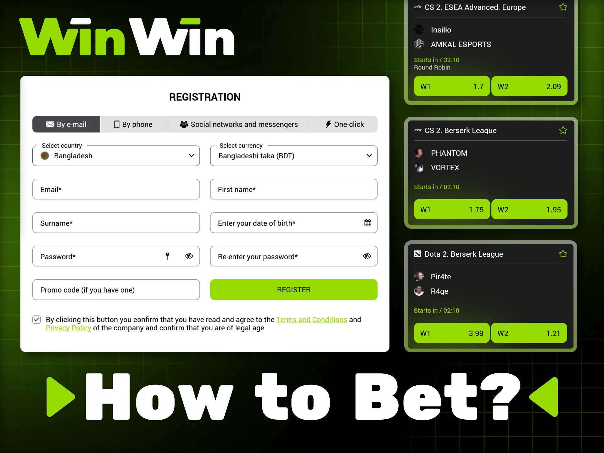 Instructions for eSports betting at WinWin.