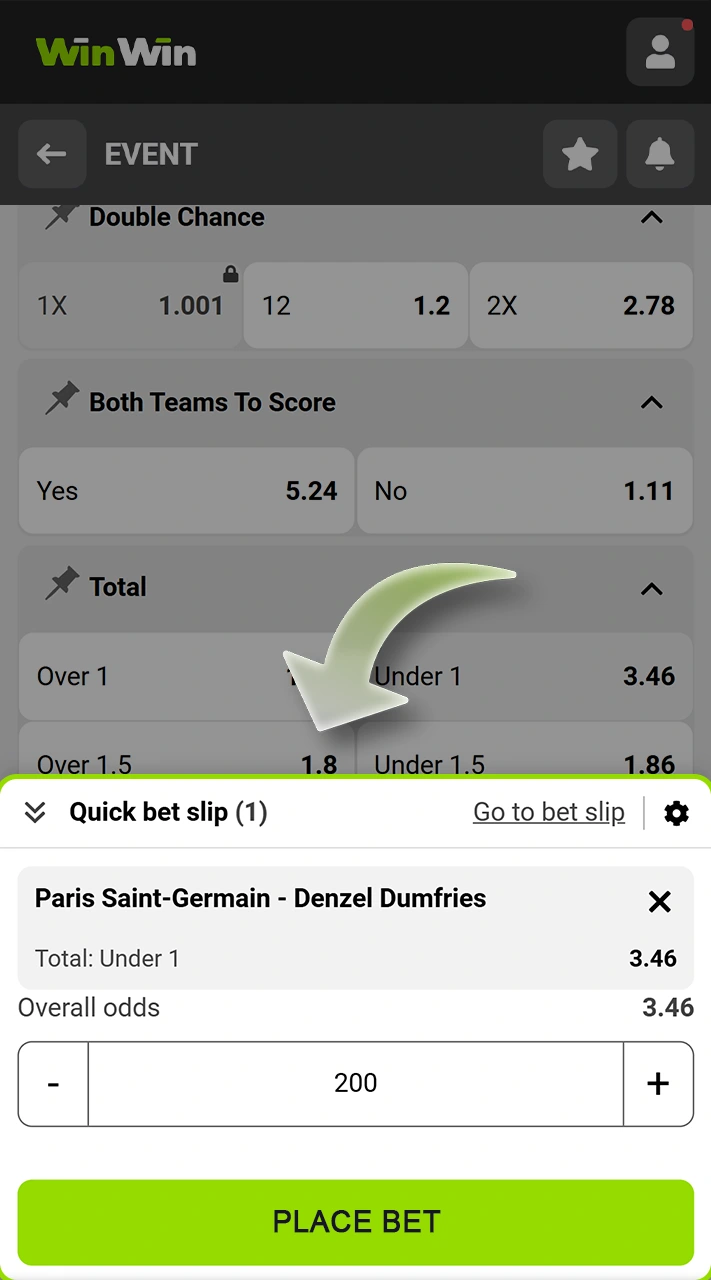 Fill in the bet form and confirm it at WinWin.
