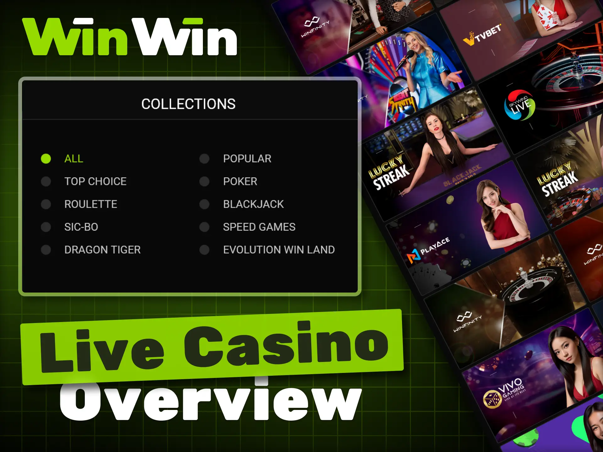 Explore a wide variety of live casino games on WinWin.