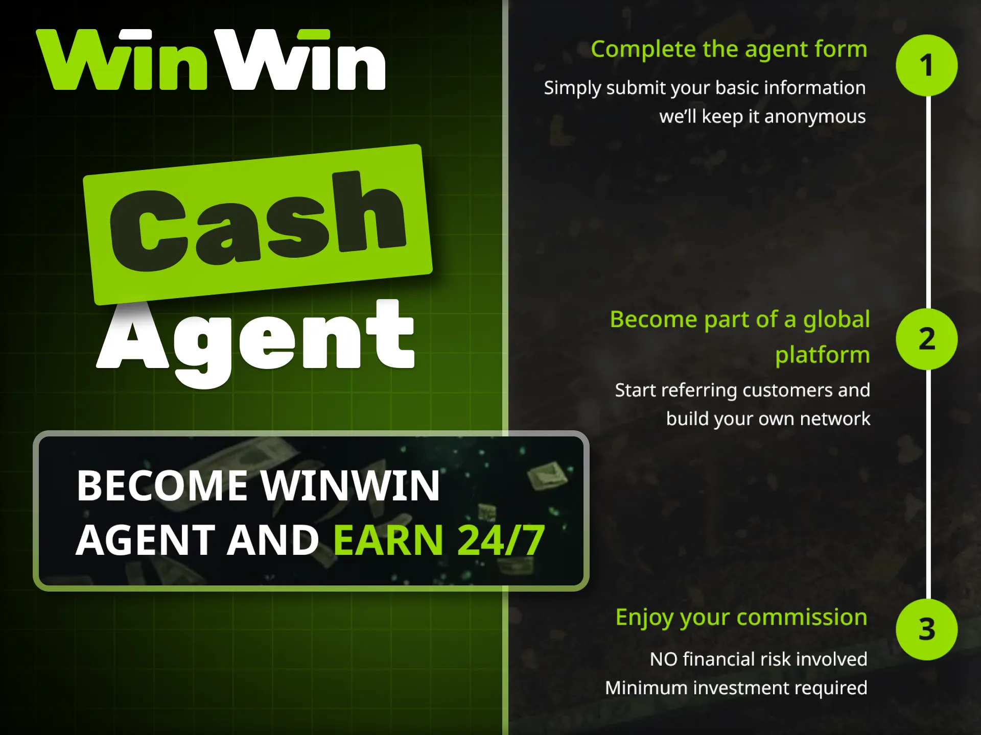 Join the WinWin cash agent program and start earning.