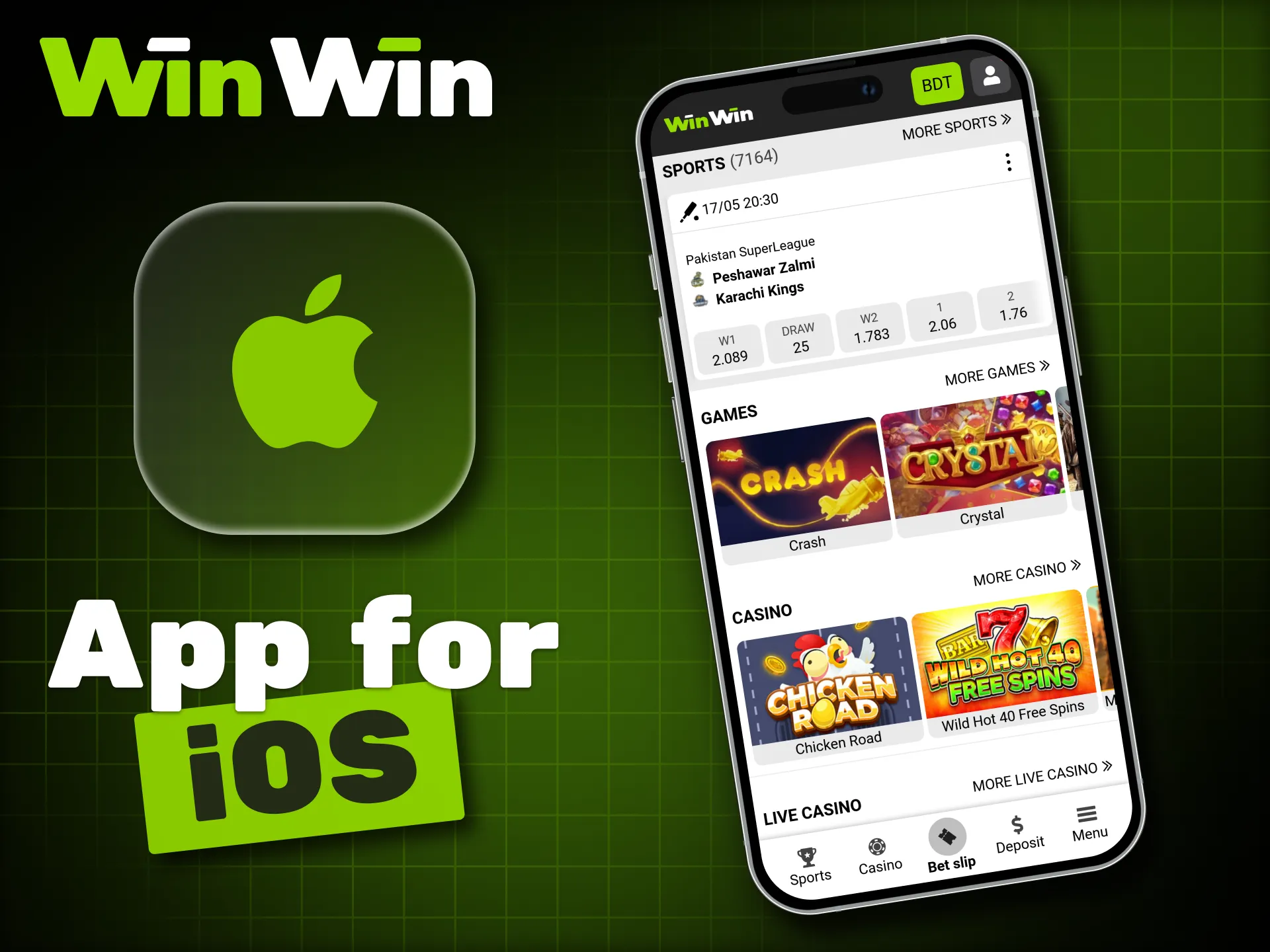 Play at WinWin online casino via your iPhone or iPad.