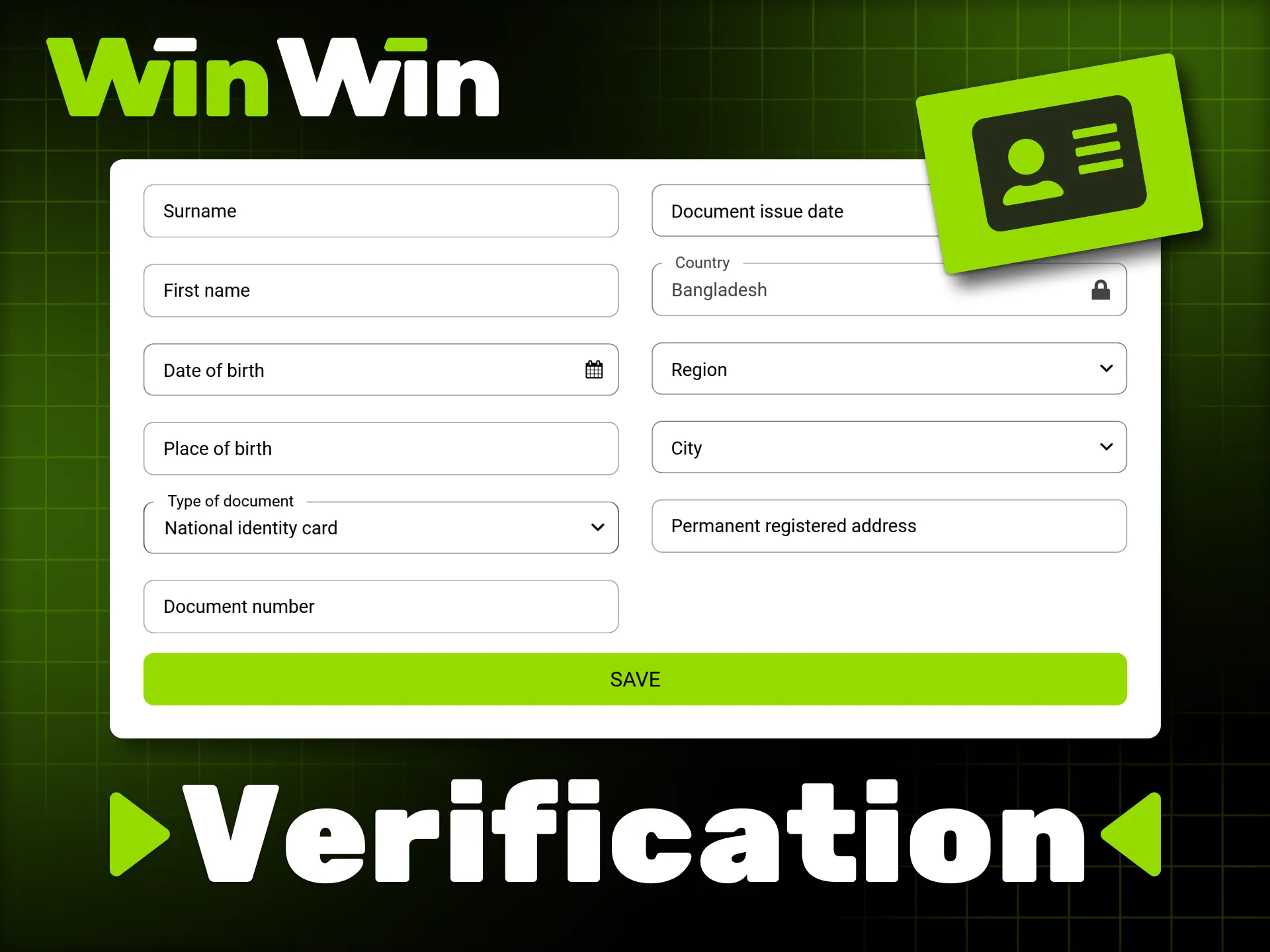 Verify your WinWin account to gain full access to the platform.