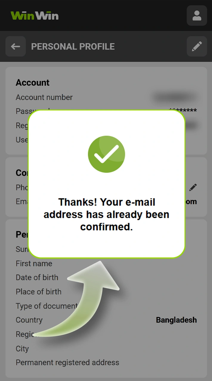 Verify your WinWin account.
