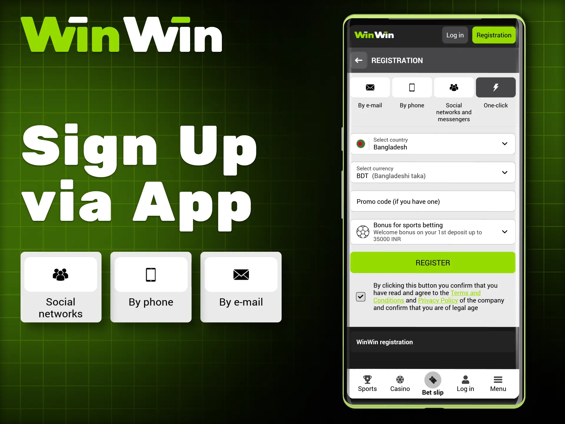 Use the WinWin mobile app to quickly set up your account.