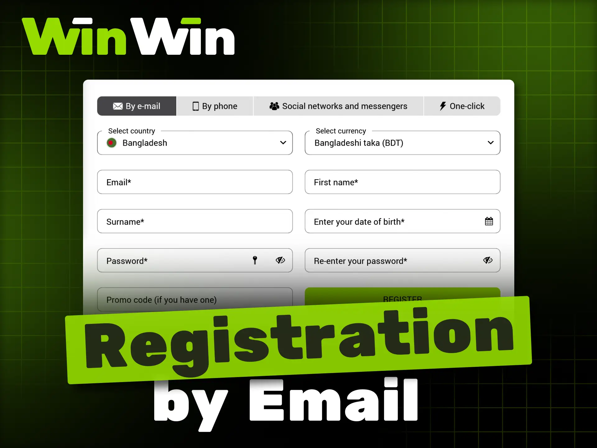 Use your email for a quick and simple WinWin registration.