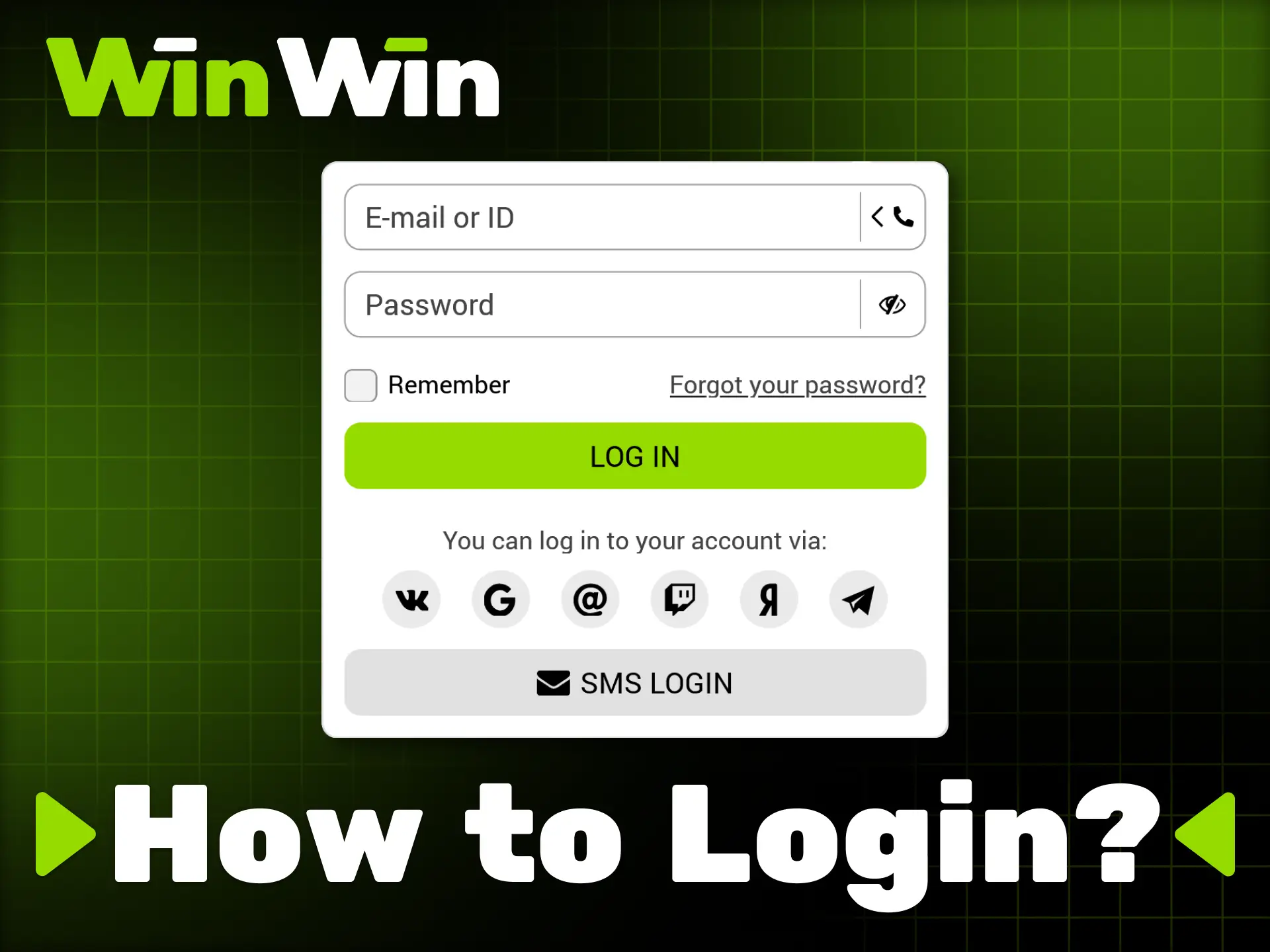 Signing in at WinWin is quick and uncomplicated.