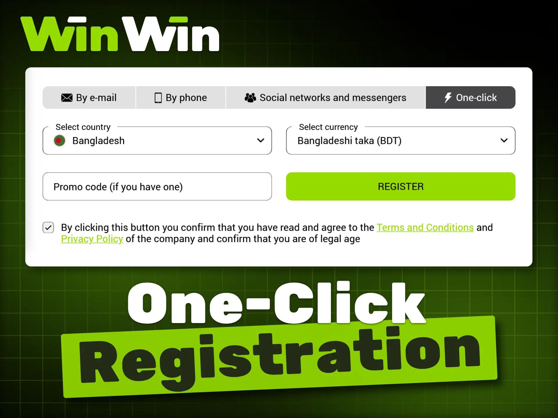 Enjoy hassle-free one-click registration on WinWin.