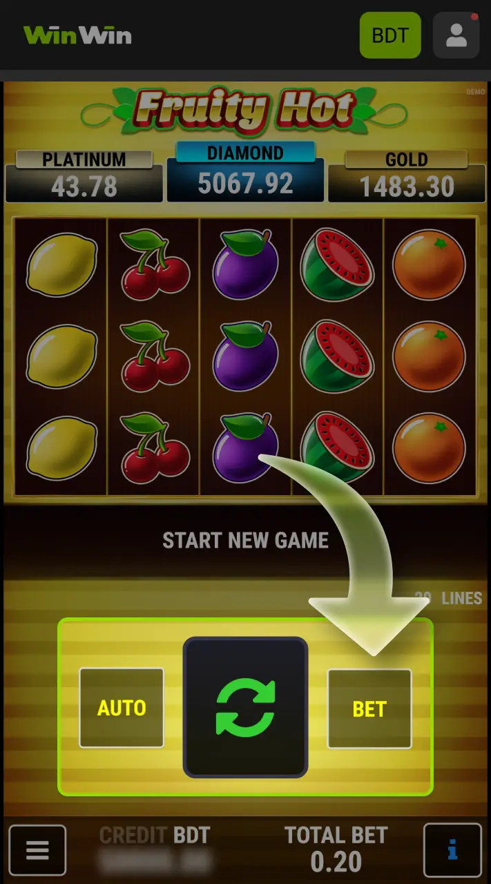 Select your preferred bet amount when playing slots at WinWin.
