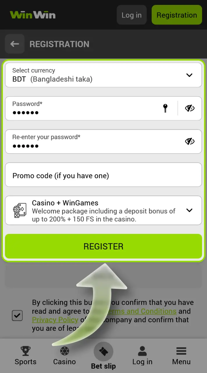 Register at WinWin to start playing slots.