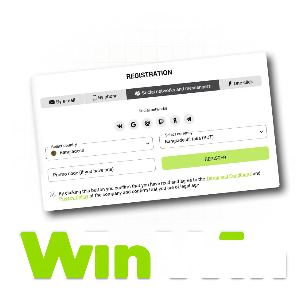 Quickly and easily set up your WinWin casino account.