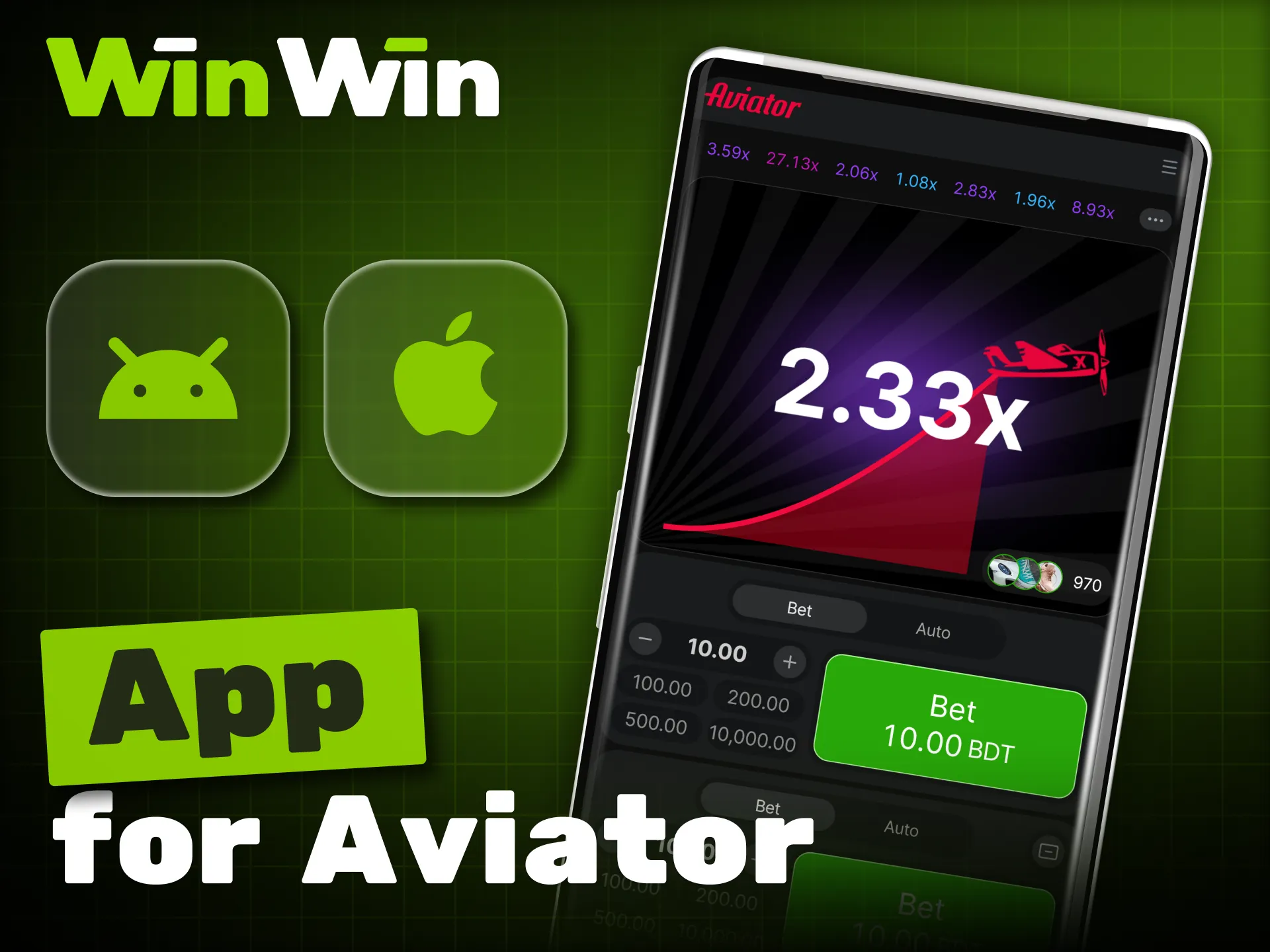 Enjoy playing Aviator on your phone with the WinWin mobile app.