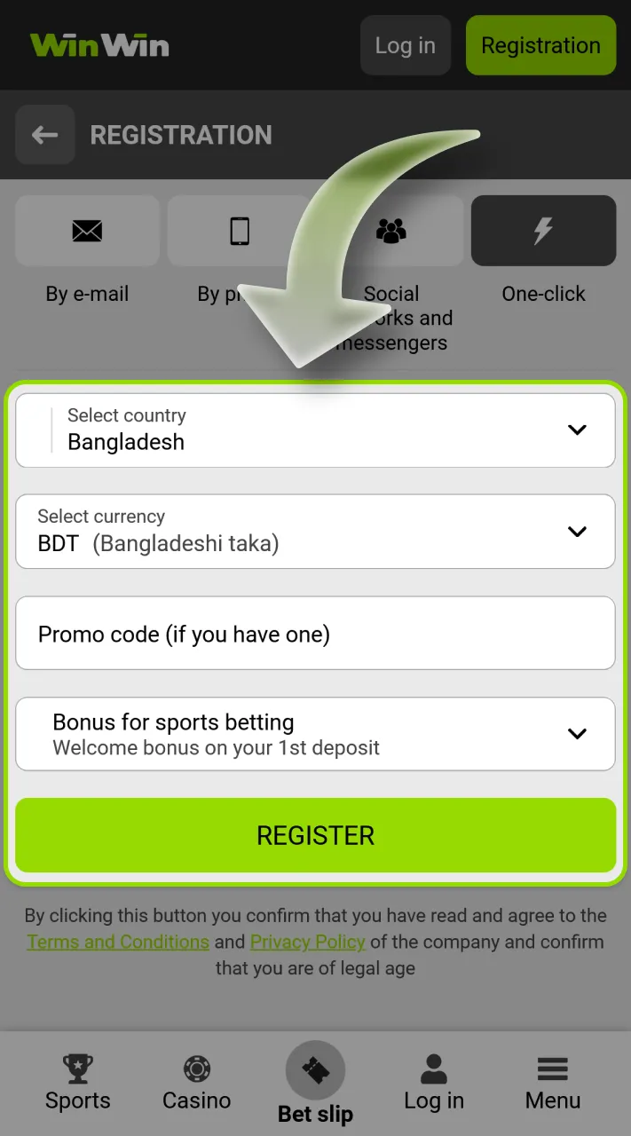 Set up your account on WinWin and start playing Aviator.