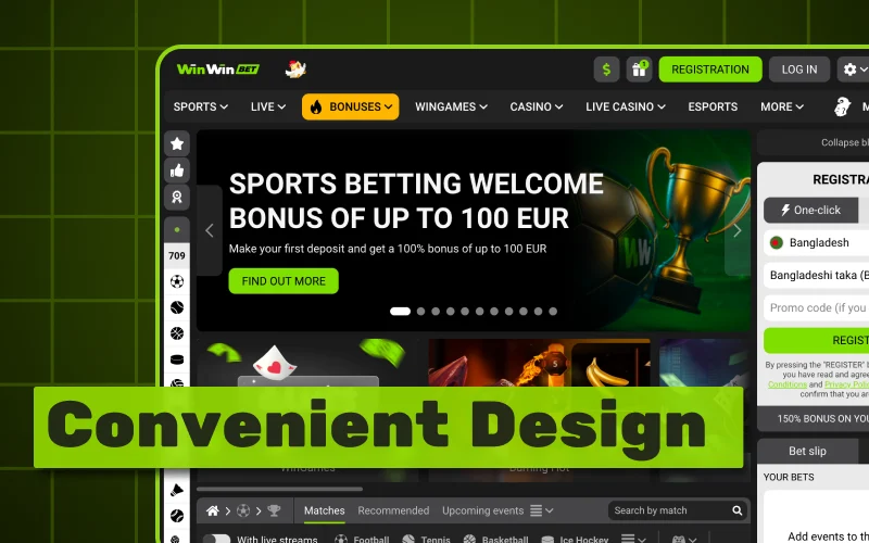 Enjoy WinWin with a clean interface and fast loading times.