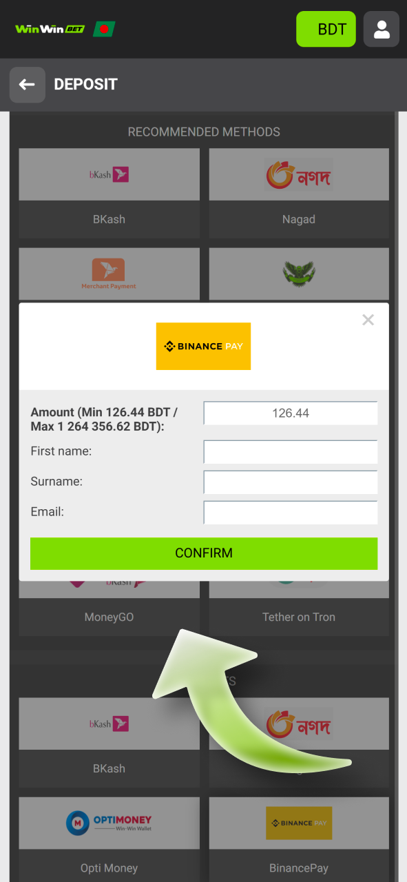 Deposit your WinWin balance to start playing.
