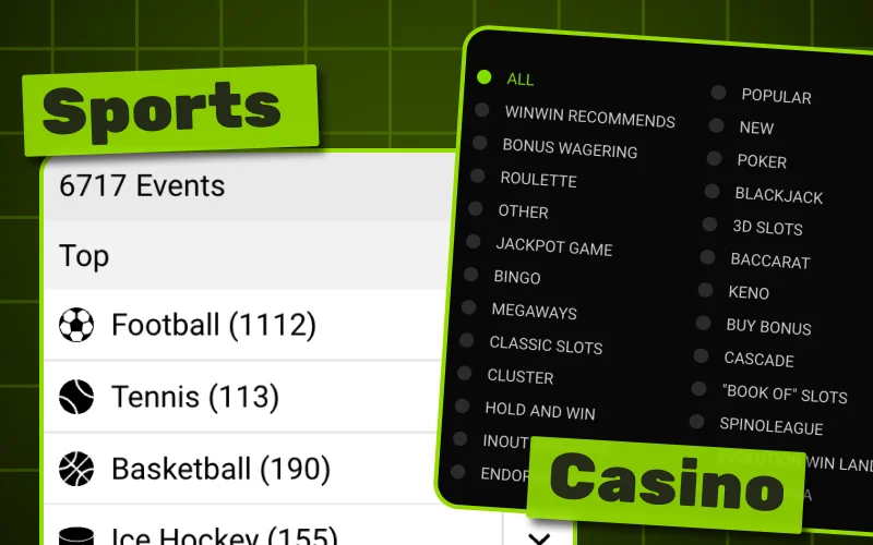 Explore WinWin for a wide choice of sports and casino games.